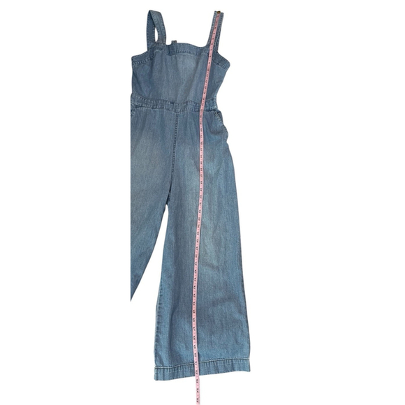 Madewell Women's Denim Apron Bow Back Jumpsuit Wide Leg Crop Light Wash Size 4 - Picture 8 of 10